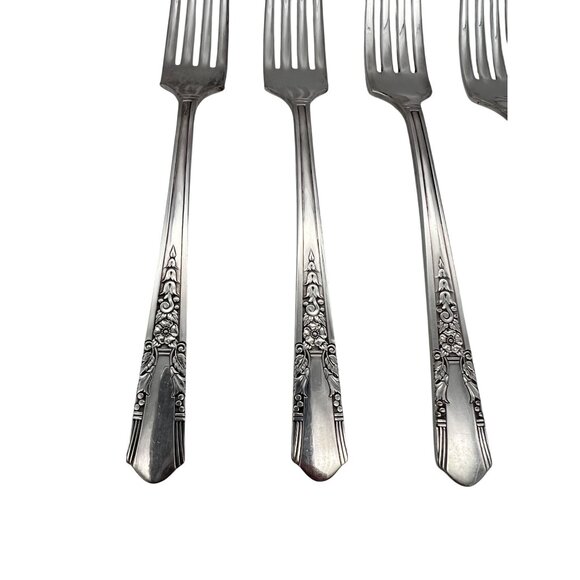Oneida Simeon L & George H Rogers Jasmine 6 Grille Forks 7.5" Circa 1939 - Picture 2 of 5